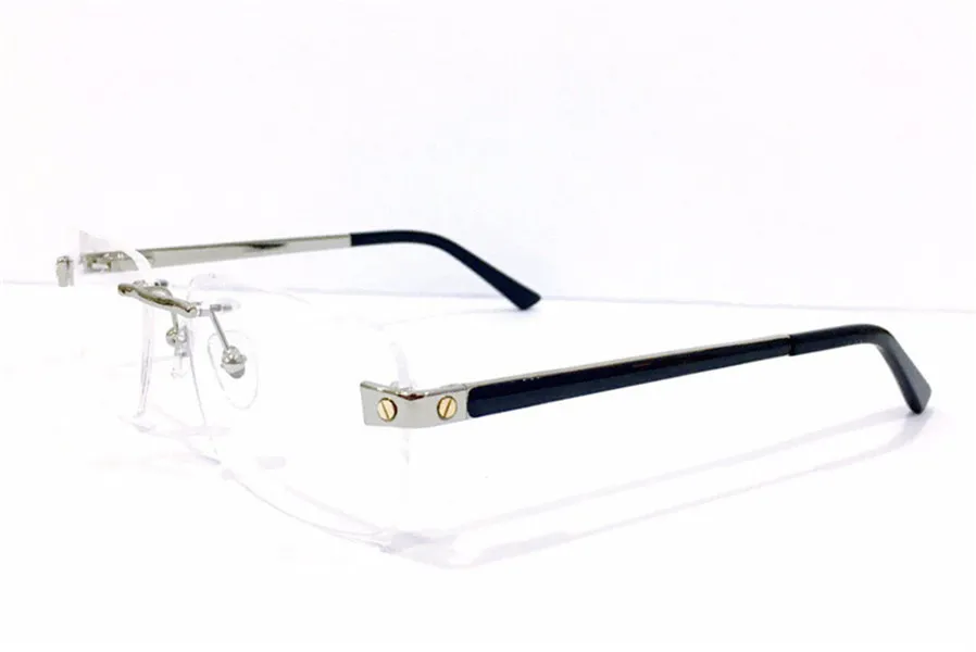 Novo design de moda óculos ópticos 0105 moldura quadrada sem aro lente transparente clássico simples e estilo de negócios eyewear261H