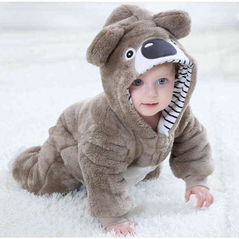 Baby RomperToddler Boy Girl Koala Costume Kawaii Cute Warm Tutina nato Infant Animal Tuta Abbigliamento invernale Kigurumis Pigiama 211229