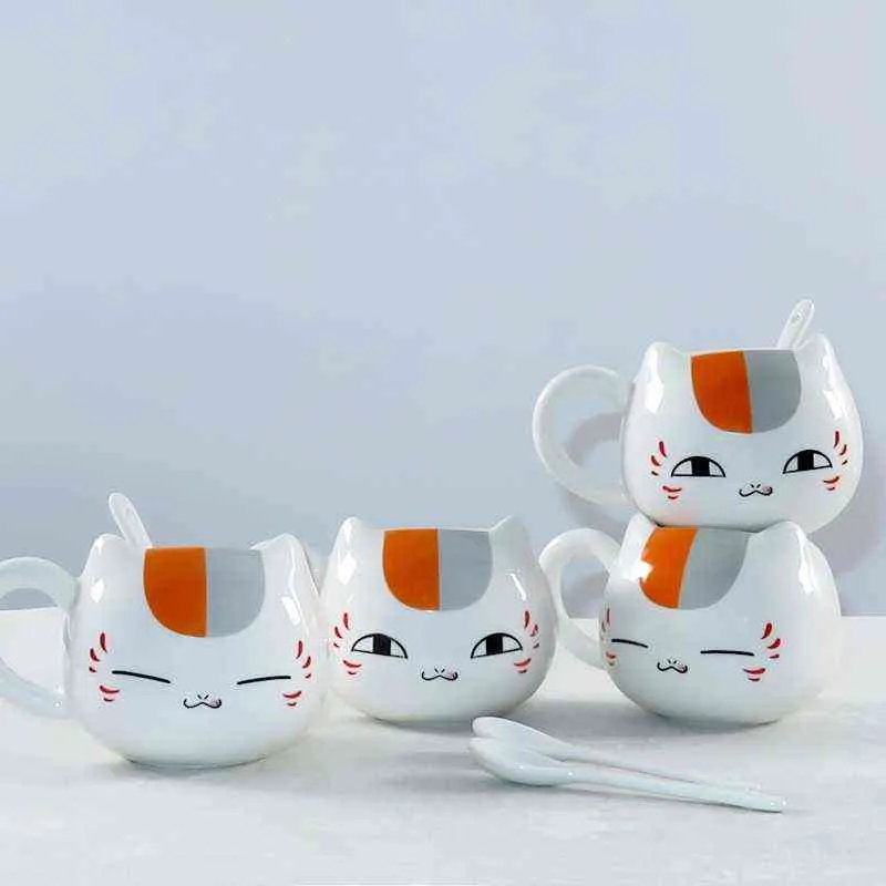 345ml Creativo Libro degli amici di Natsume Nyanko Sensei Cafe Face Cute Catroon Ceramica Gatto bianco Pancia Tazza di tè Tazza di ceramica Gif249Z