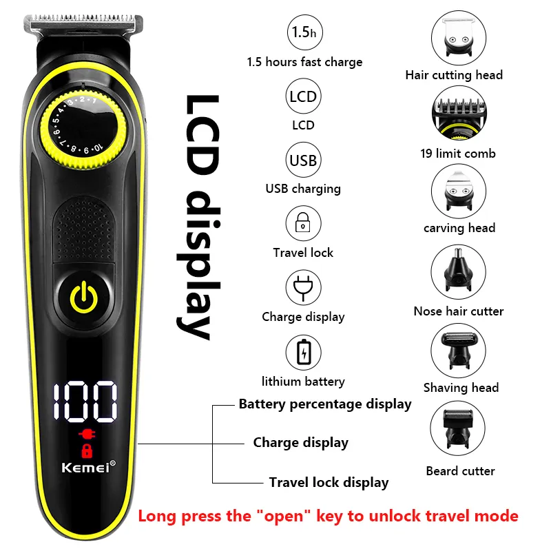 Electric Hair Clipper Multifunctional Trimmer For Men Shaver Men's Razor Nose 5 In 1 Cutting Machine 220216