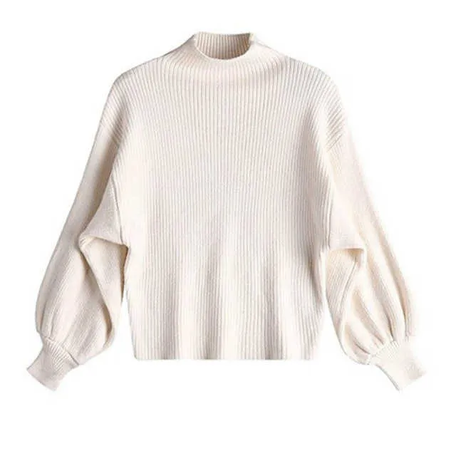 Mode automne et hiver dames pull à col roulé épais rose pull femmes blanc lâche manches chauve-souris tricots pull femme 210604