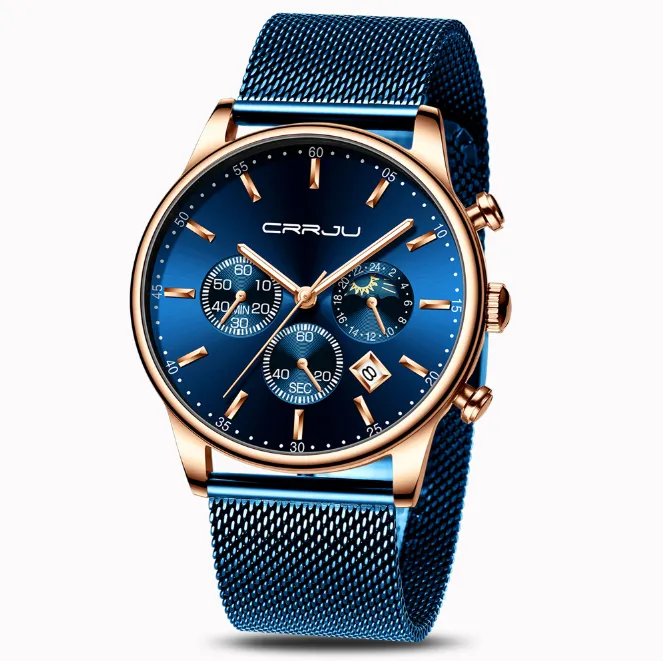 CRRJU 2266 Quartz hommes montre vente décontracté personnalité montres mode populaire étudiant Date précise montres 289o