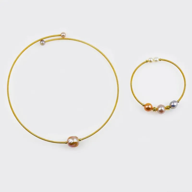 Colliers de pendentif couloir en eau fraîche coule et bracelet et bracelet délicat de couleur dorée 14k solide bijoux de port facile pour femmes262o