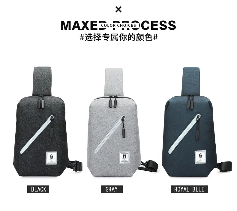 Business Man Brusttaschen mit USB-Ladeanschluss, hochwertige Oxford-Wasserdichte, einzelne Schulter-Rückentasche, modisch