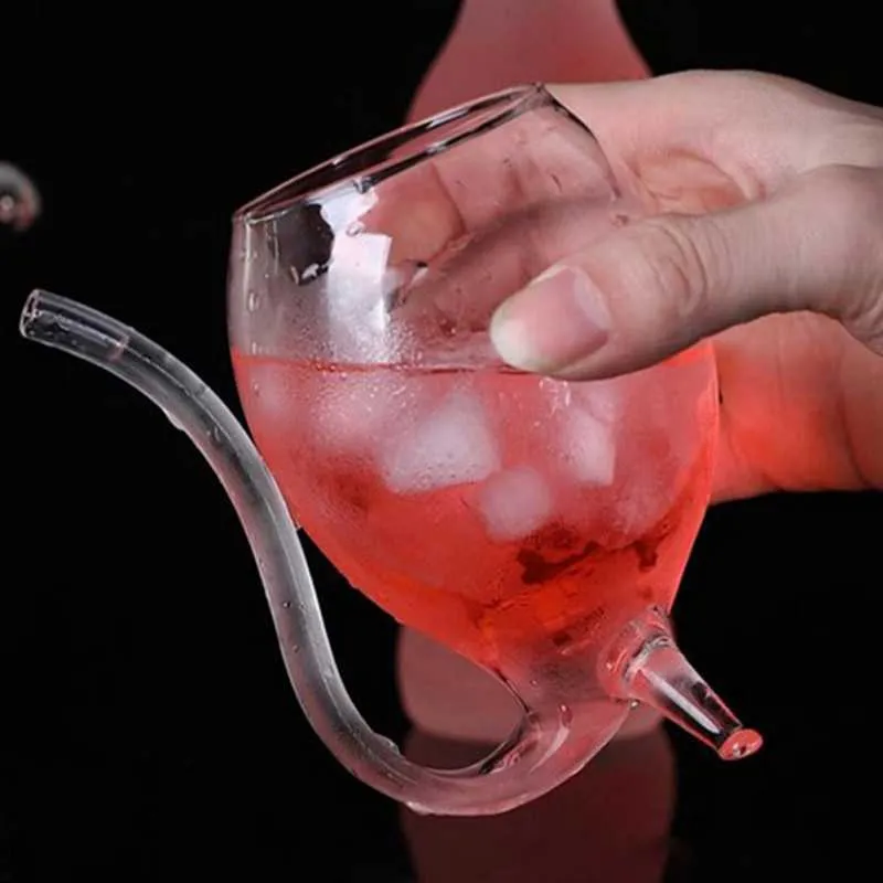 Rödvin glas koppar whisky glas värmebeständigt glas sugande juice mjölk te vin kopp med dricksrör strå halloween present x0703