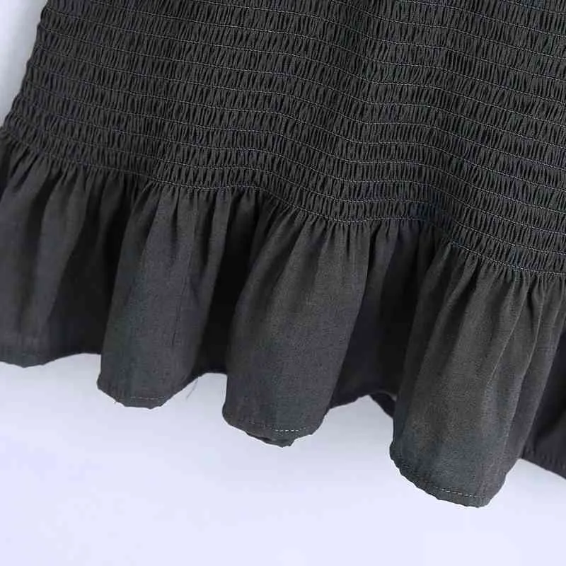 Vrouwen v-hals lantaarn mouwen mini jurk vrouwelijke elastische geplooide kleding High Street Losse Vestido D6995 210430