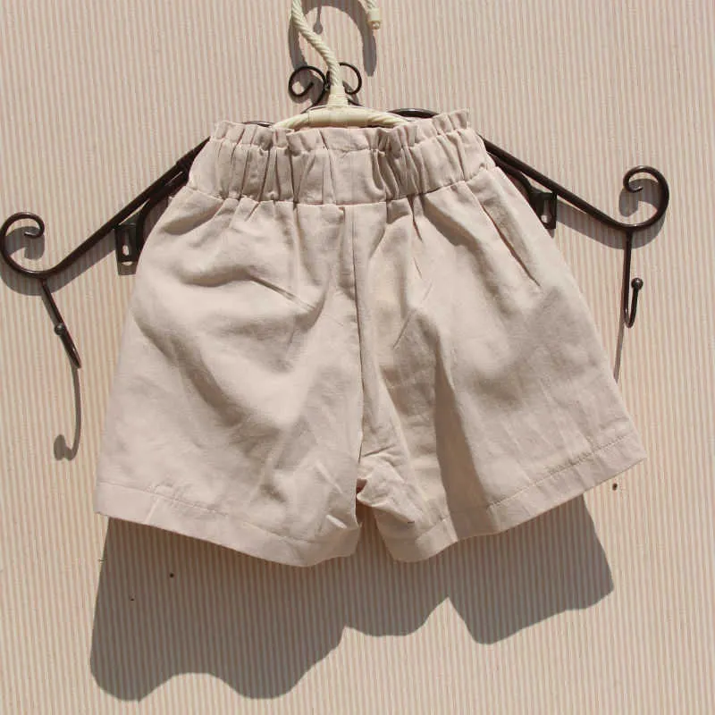 Summer Baby Girl Shorts Cotton Loose Pants Solid Color Beach Cute Bow for Teenage Toddler Clothes 4 8 12 16T 210723