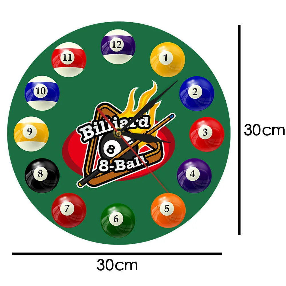 Boules de billard horloge murale colorée piscine snooker horloge de sport salle de billard décor de salle de jeu montre murale moderne joueurs de billard cadeau 210930