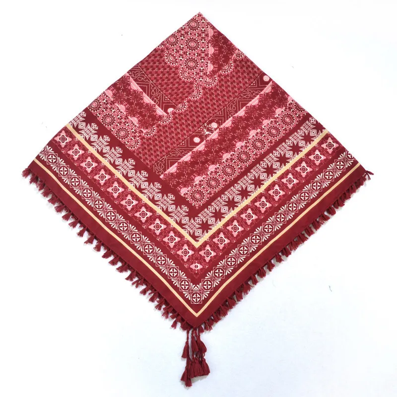 Bohemian ladies ethnic style fringle Russian large square muslim headscarf shawls foulard femme