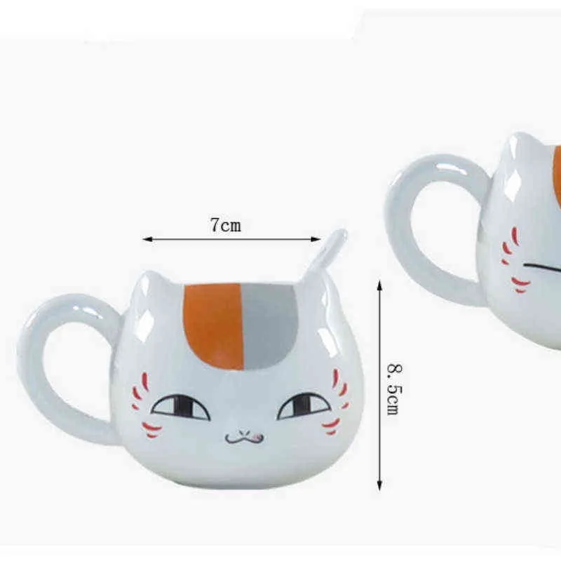 345 ml Kreatives Natsume's Buch der Freunde Nyanko Sensei Cafe Face Cute Catroon Keramik Weiße Katze Bauch Teetasse Keramikbecher Gif209G