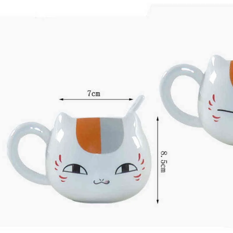 345ml Creative Natsume's Book of Friends Nyanko Sensei Cafe Face Cute Catroon Ceramic White Cat Belly Tea Cup Pottery Mug Gif325y