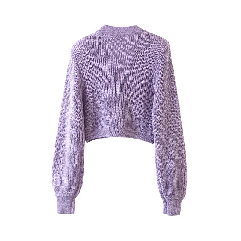 H.SA Mulheres Moda Sweater e Sequined Bow Curto Roxo Cardigans Manga Longa V Pescoço Coração Cardigan 210417