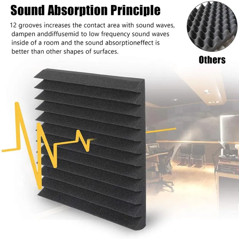 12 30x30x5cm Acoustic Foam Panels Studio Wedge Tiles Soundproof Wall Pad Decor Room Sound Insulation Absorbing Treatment Wal224Y