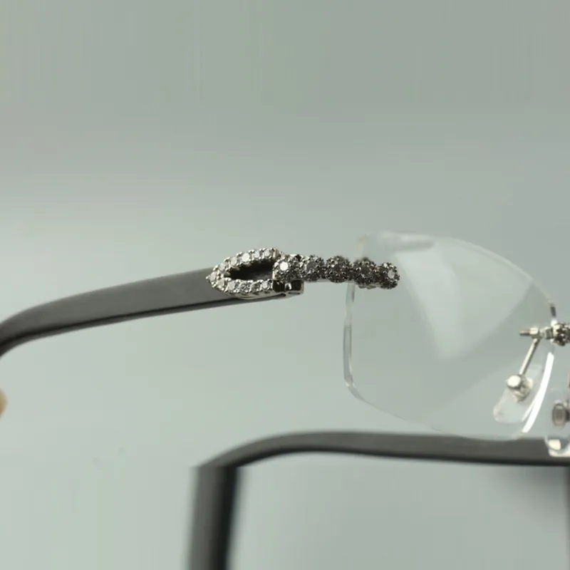 Designer-Bouquet-Diamantbrille, Rahmen 3524012 mit schwarzen Holzbügeln und 56-mm-Gläser für Unisex203W