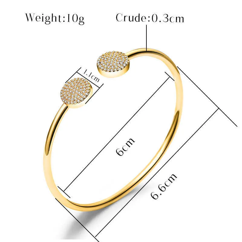 Hoogwaardige metalen twee-kleuren open armband, zoete en romantische ingelegde kubieke zirkonia wilde armband, dames sieraden en geschenken Q0717