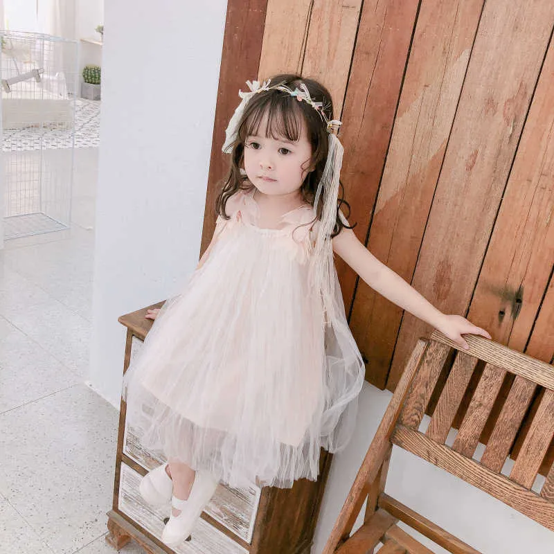 1-5 ans filles robe d'été nouveau 2019 coréen bébé fille épaule fleur robes plage sangle vêtements princesse fête robe GDR684 Q0716