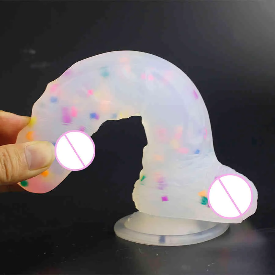 Jelly Medical Silicone Dildo Realist Adult Toys Strapon Strapon Artificial Pinis grande balle Bullet coloré Sex Toys for Woman 218316009