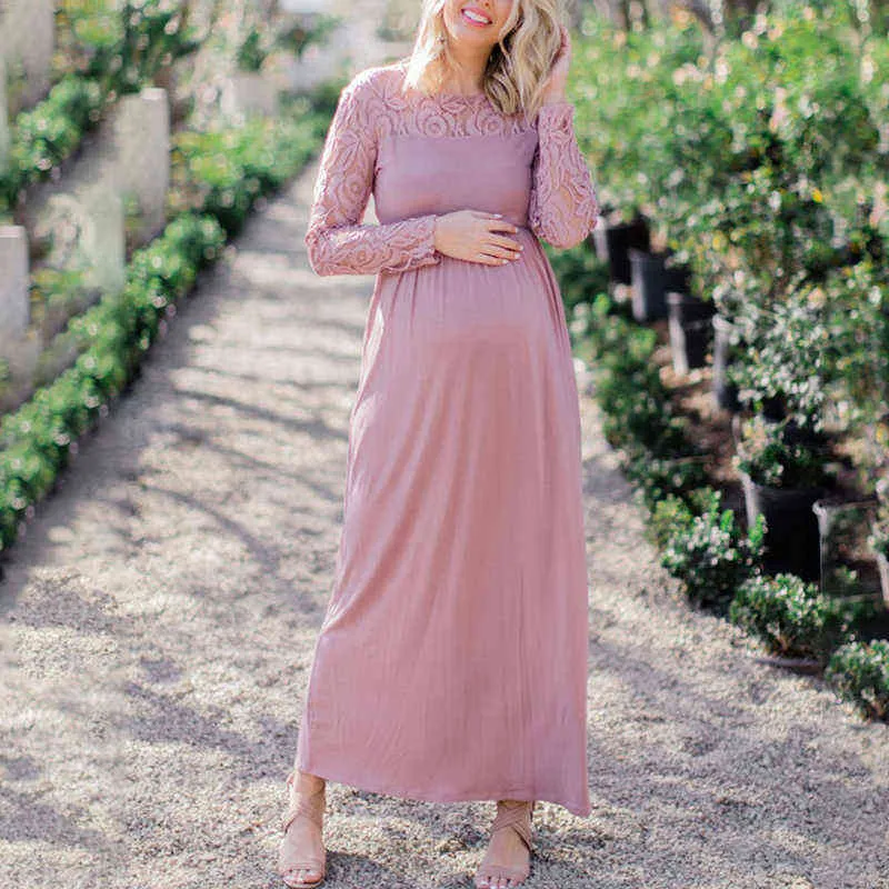 Long Maternity Shoot Dress Plooited Zwangerschap Fotografie Jurken Split Side Maxi Maternity Jurk Photo Prop voor zwangere vrouwen G220309