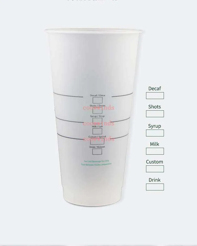 Canecas Starbucks 24 onças Copo de plástico Reutilizável Transparente Beber Copos de fundo plano Pilar Forma Tampa Copo de palha Bardian Free
