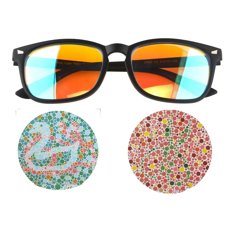 Óculos cegos coloridos para homens, óculos corretivos vermelhos e verdes, mudança de teste daltônico como óculos de sol da moda, armações 262i