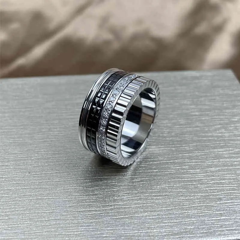 Стерлингового серебра 925 пробы с позолоченным керамическим вращающимся кольцом для мужчин и женщин, модная индивидуальность, роскошный бренд, подарок для вечеринки, ювелирные изделия1971532