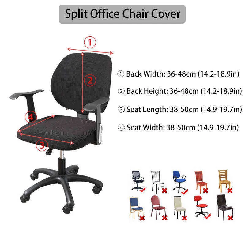 Katı Renk Ofis Sandalye Kapak Kesitsel Elastik Bilgisayar Kapakları Spandex Streç Baskı Dönen Kaldırma Koltuk SlipCovers Dekor 211116