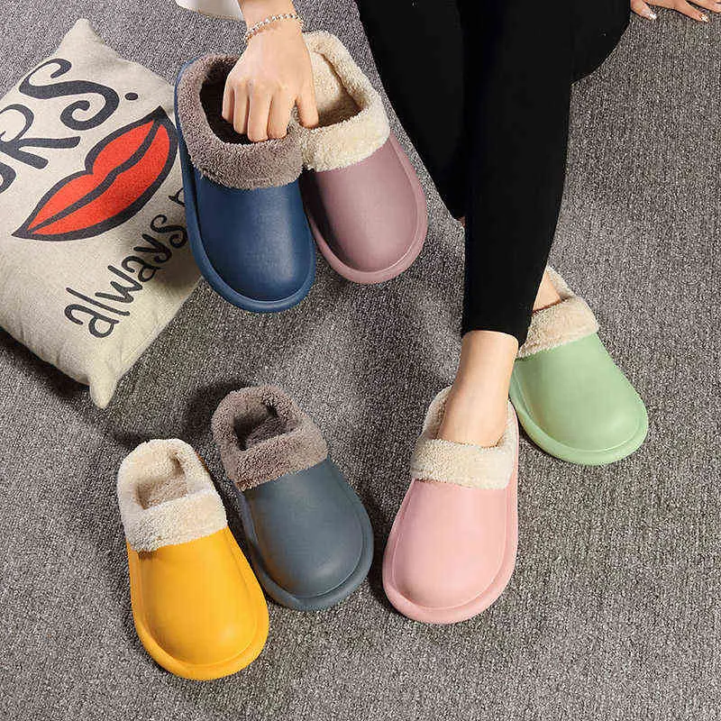 Hiver Pantoufle En Peluche Chaud Pantoufle Maison Flip Flop Maison Femme Plat Slip Sur Chaussures Rose Pantofole Donna Inverno Peluche 211110