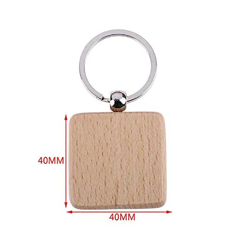 Blank Square Wooden Keychain Diy Key Tag Gift H0915