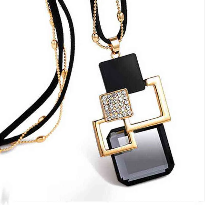 BYSPT Lange Halsketten Anhänger für Frauen Collier Femme Geometrische Aussage Colar Maxi Mode Kristall Schmuck Bijoux G1206