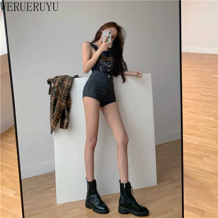 Werueruyu Yaz Kadın Denim Şort Yüksek Bel Kot Şort Moda Seksi Kadın Şort S-XL 210608