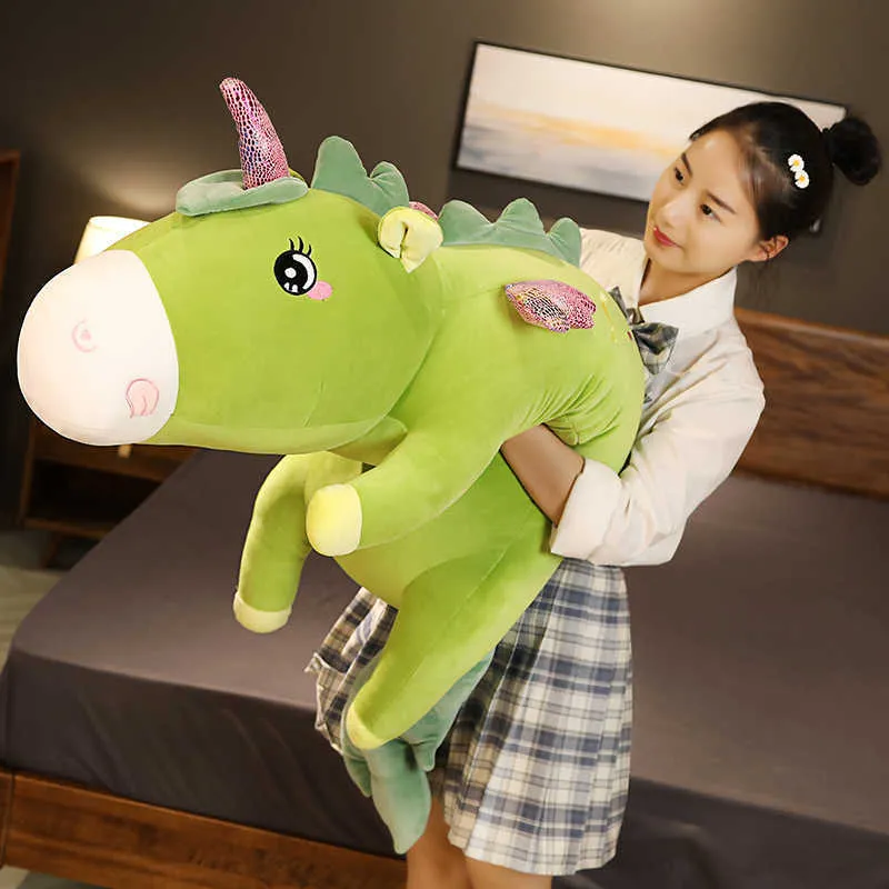 Grande Linda Linda Fruta Unicorn Pelúcia Brinquedo Macio Dos Desenhos Animados Dos Desenhos Animados Animais Boyfriend Sleep Dormindo Descanso Criança Garota de Aniversário Menina 210728