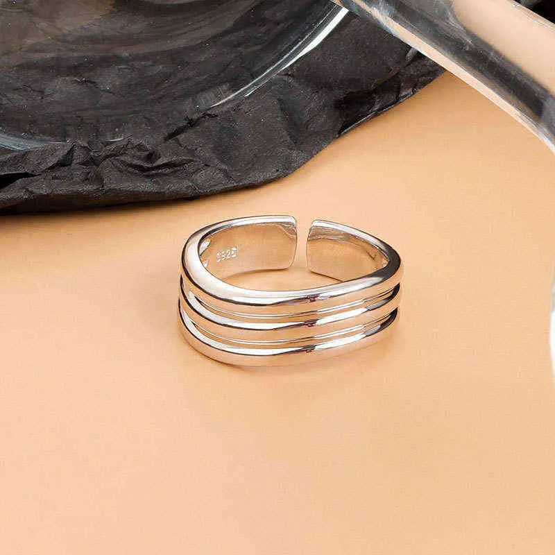 Jea.Angel Koreansk version 925 Silver Minimalistisk oregelbunden öppen justerbar ring för kvinnor konkava breda smycken presentillbehör g1125