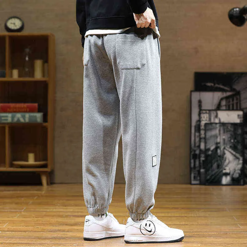 Printemps Automne Mode Lettre Sarouel Hommes Hip Hop Streetwear Noir Gris Pantalon De Survêtement Lâche Hommes Joggers Plus La Taille Baggy Pantalon 211119