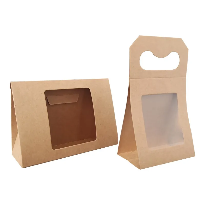 Kraft paper Mini window small Box Portable Chinese blank gift box Tea Packing Box Wholesale