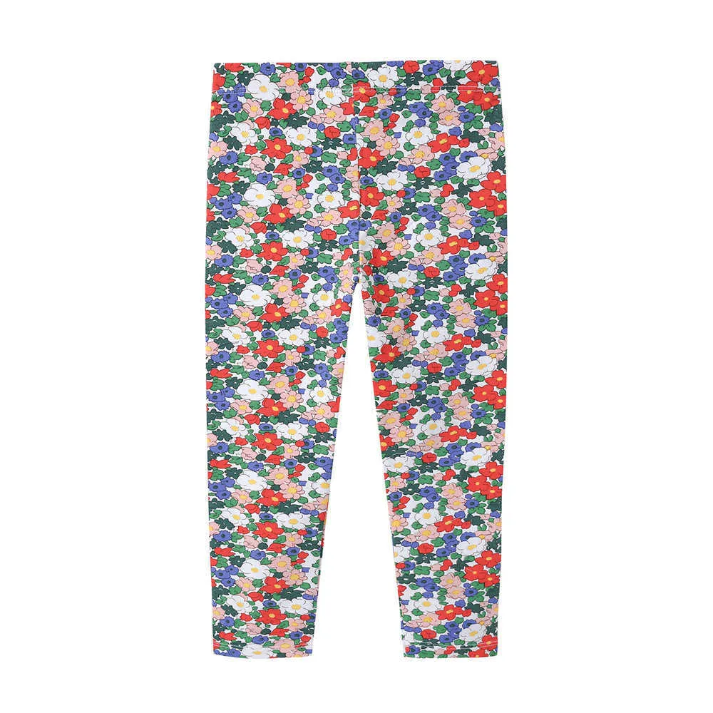 Springende meter Childrens Floral Leggings Broek Baby Volledige lengte voor Herfst Spring Kids Skinny 210529