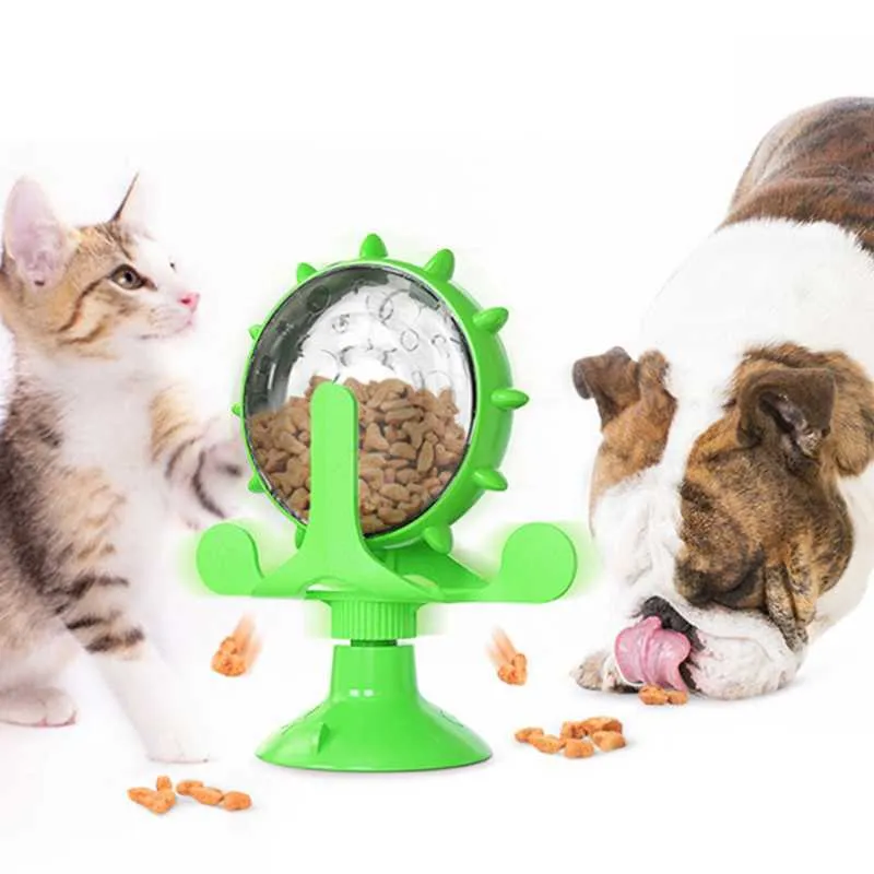 Haustier Katze Hund Leaky Food Feeder Dispenser Spielzeug rotierende Windmühle Trainingsball interaktive Übung multifunktionale Lebensmittel Feeder 210929