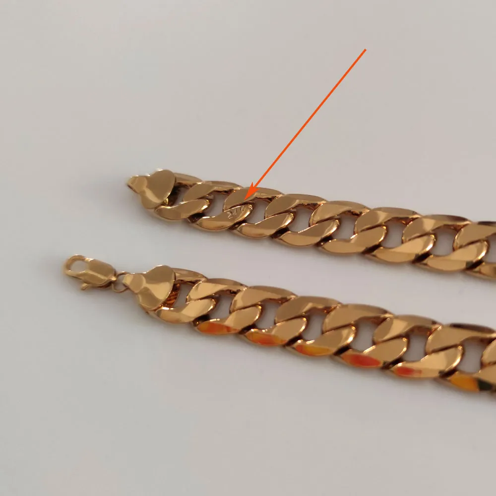 Masculino 24k selo sólido amarelo ouro acabamento link corrente cuba colar grosso grosso 12 mm pesado original picture309u