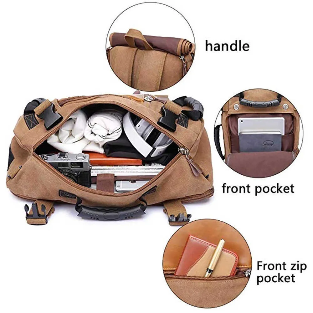 Kaka Vintage Canvas Travel Backpack Men女性大容量荷物ショルダーバッグバックパック男性防水バックパックバッグパック210248V