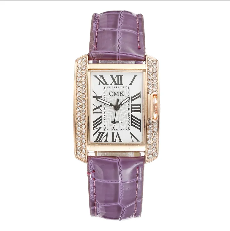 Dobre wartości olśniewające kwadratowe zegarek temperament atmosfera damskie zegarki Diamond ramka kwarcowa żeńska zegarek skórzany pasek ladie242w