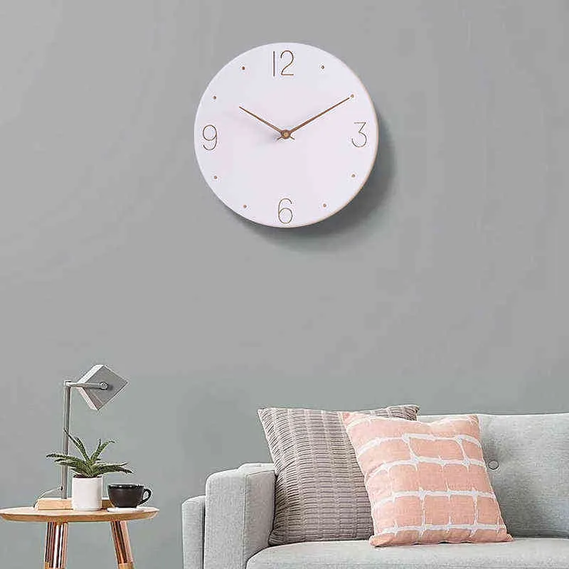 Nouvelle horloge en bois moderne minimaliste nordique horloge salon décoration de la maison accessoires mode atmosphère muet Quartz horloges murales H1230