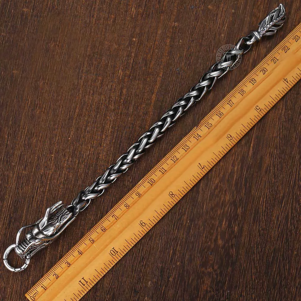 Davieslee Dragon Head Men's Bracelet Man 316L roestvrijstalen armband Wheat Link Chain Punk Sieraden 9mm 21 5 cm DLHB450 2106273H