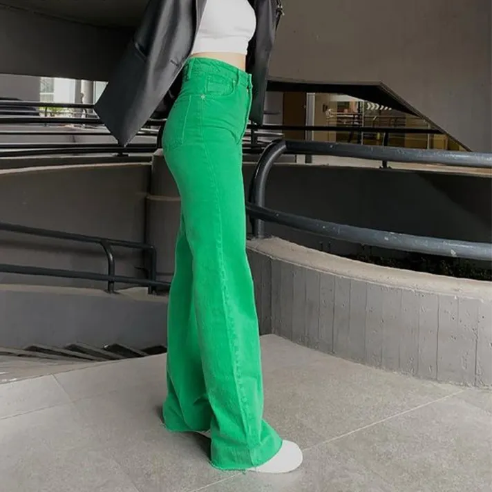 Vrouwen Jean broek retro bruin zak hoge taille rechte broek casual voor vrouwen denim jeans 220310