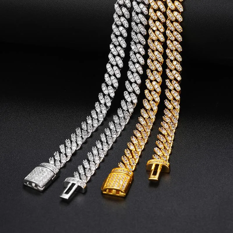 Kedjor 6mm 1 rad Moissanite diamanthalsband för män Hip Hop -smycken 925 Sterling Silver Miami Top Quality Cuban Link Chain238J