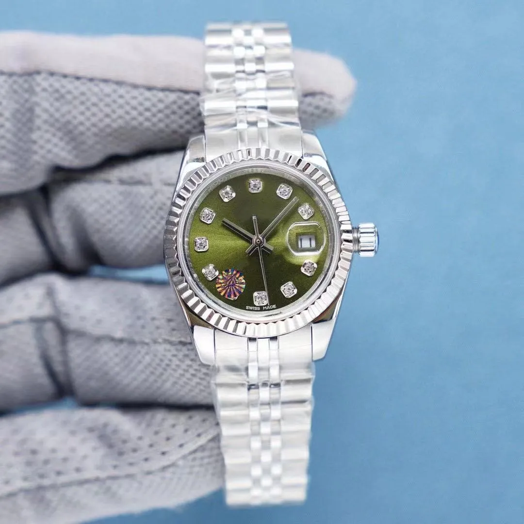 أزياء جميلة الياقوت مرآة 31mm Womens Watches Ladies Dress Bracelet Stainless Steel Watch Date Diamond Ring Automatic Mech184c