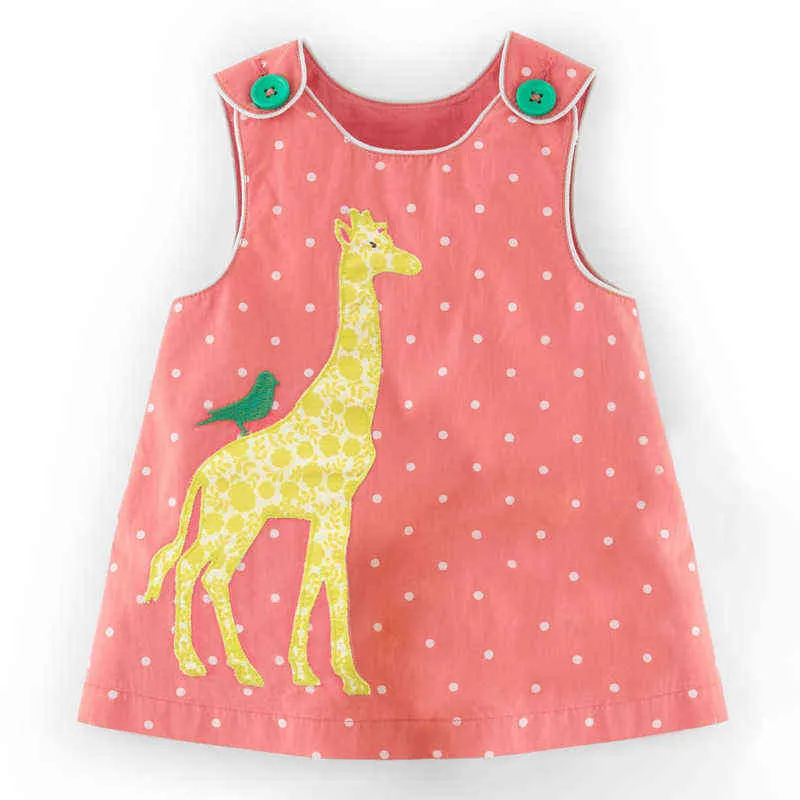 Robes d'été bébé fille vêtements enfants Dot Animal robe d'été girafe éléphant chasuble robe sans manches pour enfants 2-7 ans G1215