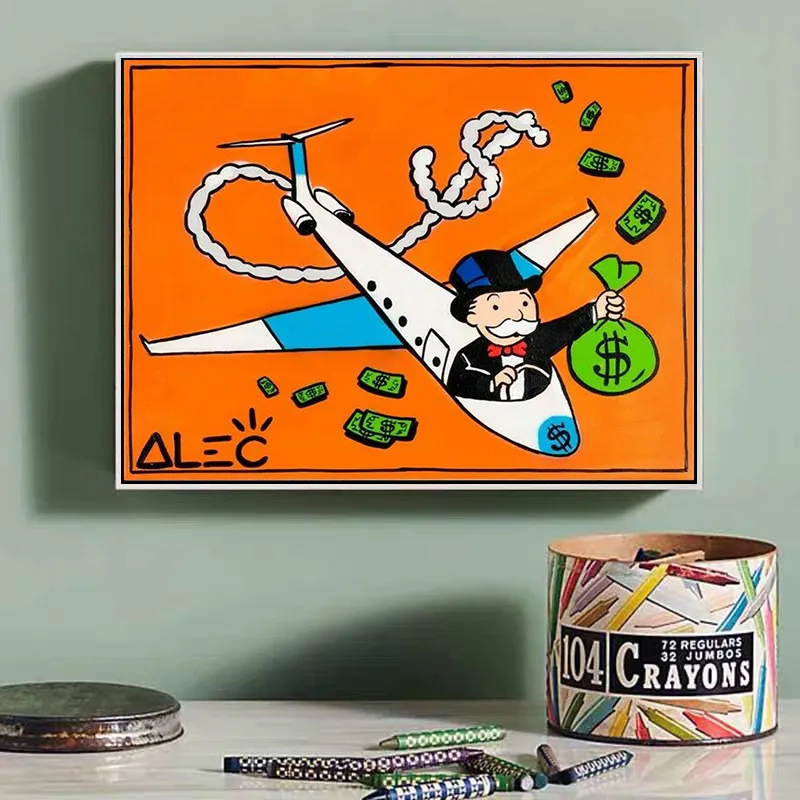 Kreskówkowy dżentelmen bogaty mężczyzna Alec Monopoly plakaty i druki obrazy płócienne zdjęcia sztuki ściennej do salonu Dekoracja domu CUA4948837