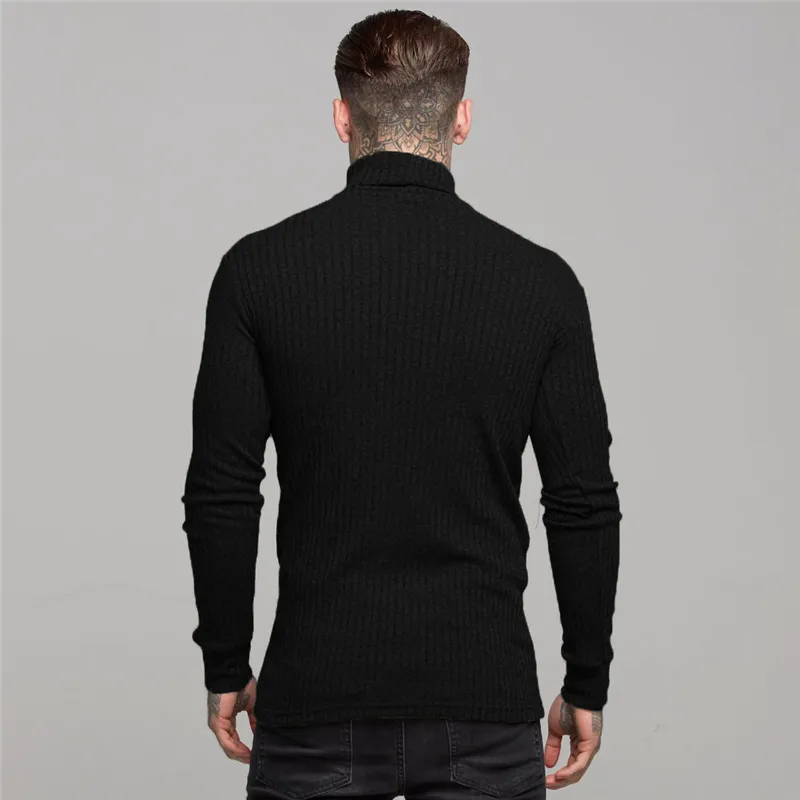 New Spring High Neck Warm Sweater Men Turtleneck Mode Märke Mens Sweaters Slim Fit Pullover Män Knitwear Man 210421