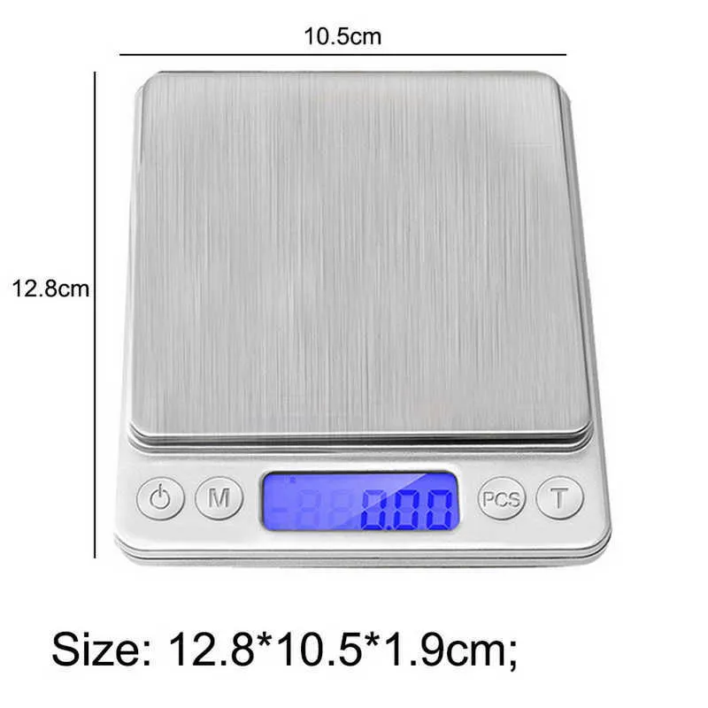 500g/1/2/3kg LCD Bilancia di precisione Grammo Bilancia elettronica gioielli Bilancia da cucina Bilancia la cottura del tè Pesatura digitale 210915