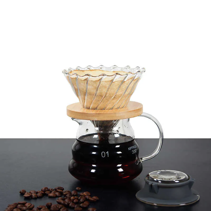 Swabue Giet over Koffiezetapparaat Pot en Percolators Set Glass Dripper V60 02 Filter Eco-vriendelijk 500ml Herbruikbaar Colande Cafe 211008