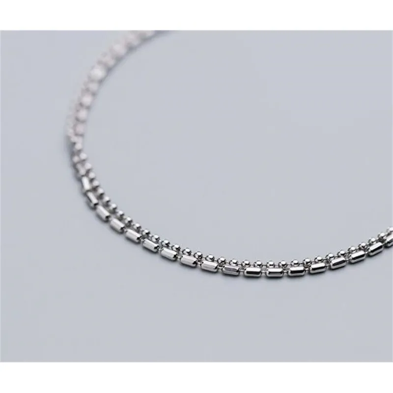 Authentisch ECHT. 925 Silber Sterling Doule Reihen/Schichten Runde KUGELKETTE Fußkettchen Armband Edlen Schmuck GTLS908